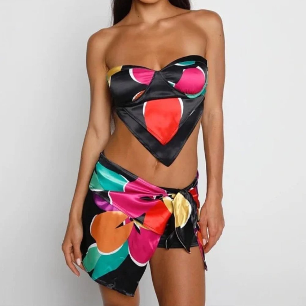 LEESA BANDEAU TOP - ACID FLORAL